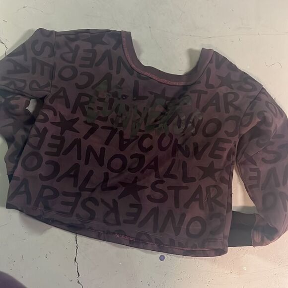Small Purple Converse Crop Top Sweater - Picture 3 of 3